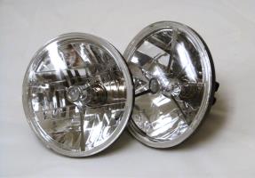 Clear Dot Glass Tri-Bar Headlights