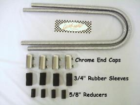 44" Chrome Stainless Steel Heater Hose Kit Street Hot Rod