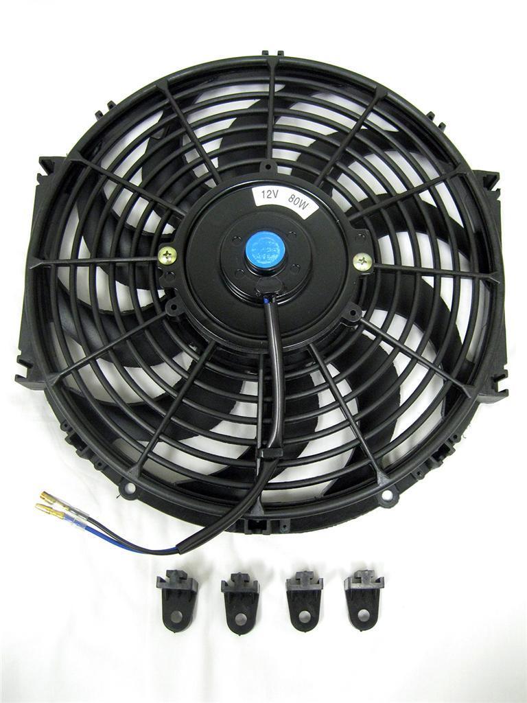 Universal 12" Radiator Electric Cooling Fan Curved S-Blade Reversible Muscle Car