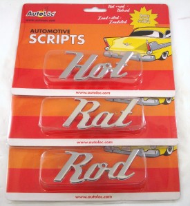 HOT RAT ROD Chrome Script Automotive Lettering Emblem