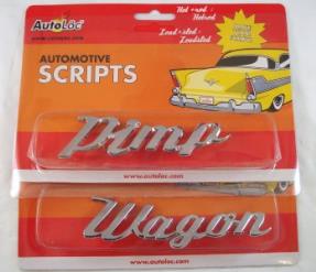 PIMP WAGON Chrome Script Automotive Lettering Emblem
