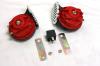 Universal LOUD RED Hi Low Street Rod Rat Rod Horn Set with 30/40 Amp Relay